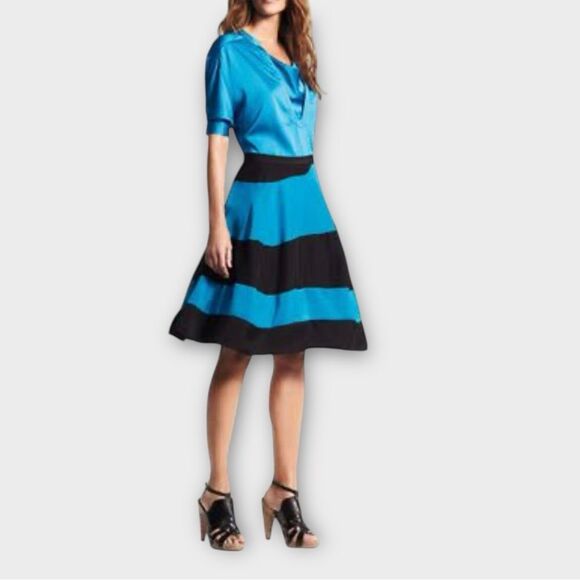 Derek Lam Y2K Knee Length Skirt in Turquoise and Black Women’s Size 2 NWT - Picture 8 of 8